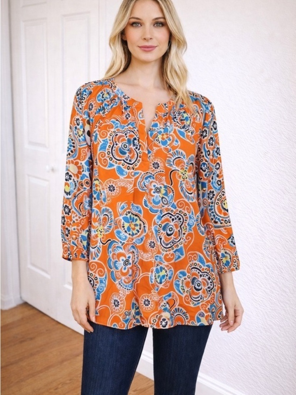 Women’s Crown & Ivy Top Brilliant Floral Blouse Size PXL